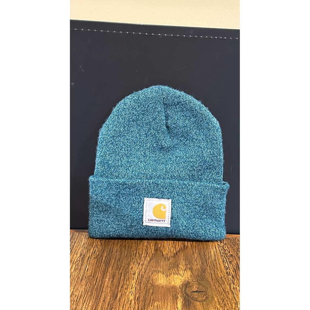 Carhartt Mens Knit Cuffed Beanie Hat Heather Blue Green Teal One Size